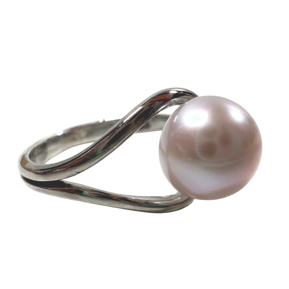 Sterling Silver Pink Pearl Ring Size 6 Stamped 925 Modern Minimalist Women